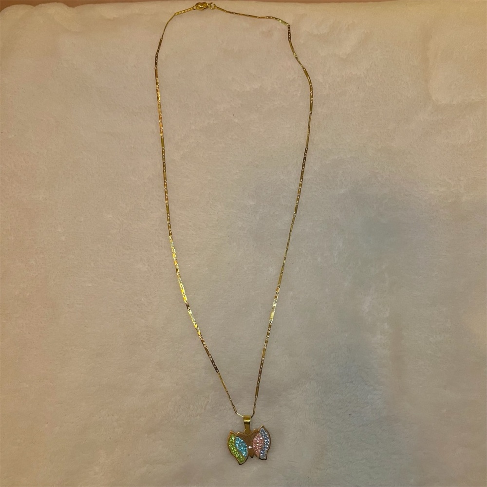 Gold-tone Butterfly Pendant Necklace